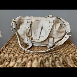 White leather slouch hobo purse